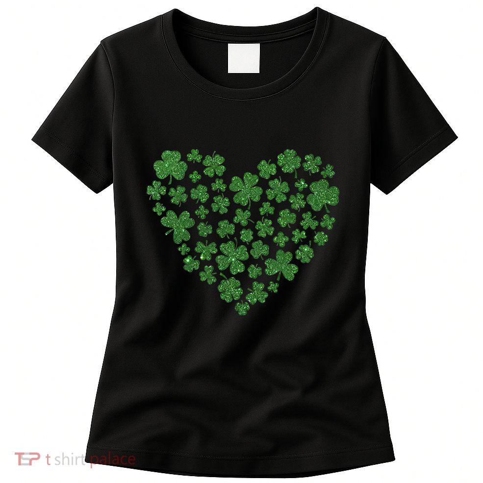 Love Heart Patrick Shamrocks Womens T-Shirt