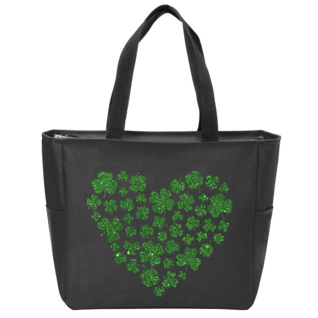 Love Heart Patrick Shamrocks Zip Tote Bag