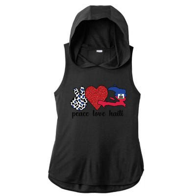 Love Haiti Proud Haitian Flag Haitian Roots Funny Gift Ladies PosiCharge Tri-Blend Wicking Draft Hoodie Tank