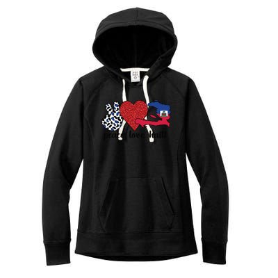 Love Haiti Proud Haitian Flag Haitian Roots Funny Gift Women's Fleece Hoodie