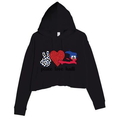 Love Haiti Proud Haitian Flag Haitian Roots Funny Gift Crop Fleece Hoodie