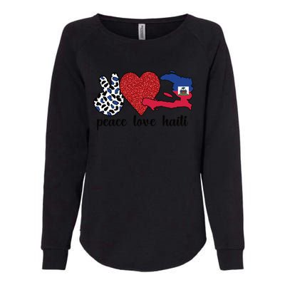 Love Haiti Proud Haitian Flag Haitian Roots Funny Gift Womens California Wash Sweatshirt