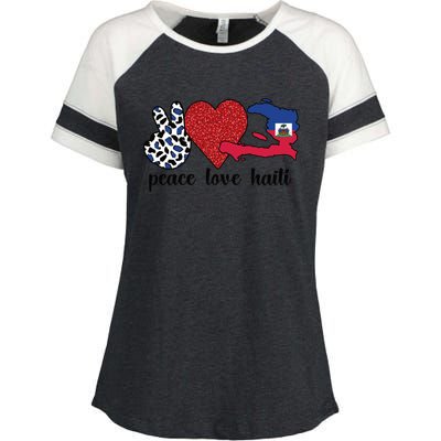 Love Haiti Proud Haitian Flag Haitian Roots Funny Gift Enza Ladies Jersey Colorblock Tee