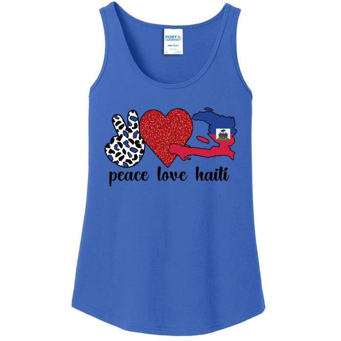 Love Haiti Proud Haitian Flag Haitian Roots Funny Gift Ladies Essential Tank