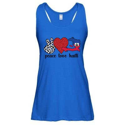 Love Haiti Proud Haitian Flag Haitian Roots Funny Gift Ladies Essential Flowy Tank