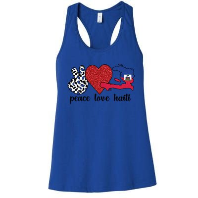 Love Haiti Proud Haitian Flag Haitian Roots Funny Gift Women's Racerback Tank