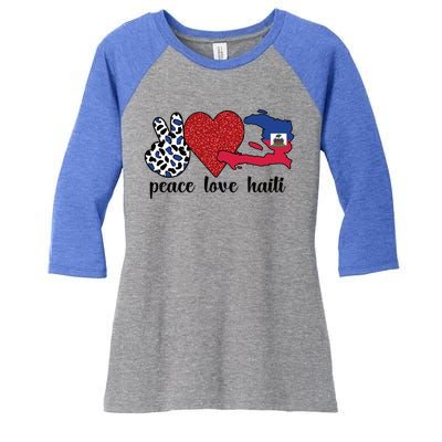 Love Haiti Proud Haitian Flag Haitian Roots Funny Gift Women's Tri-Blend 3/4-Sleeve Raglan Shirt