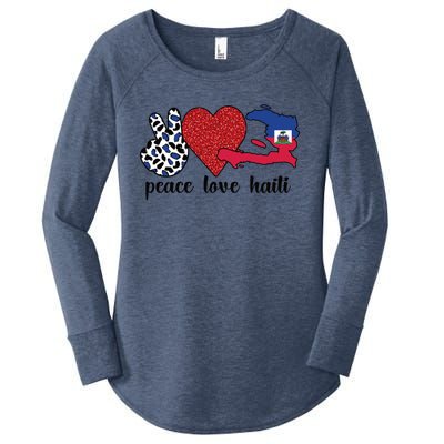 Love Haiti Proud Haitian Flag Haitian Roots Funny Gift Women's Perfect Tri Tunic Long Sleeve Shirt