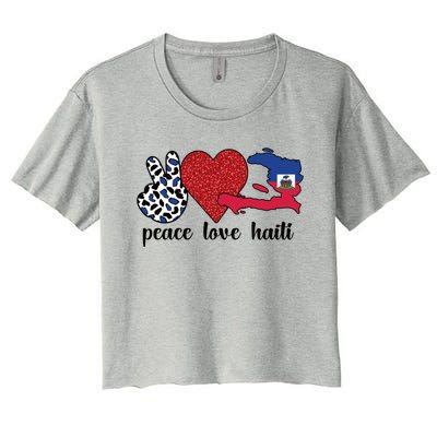 Love Haiti Proud Haitian Flag Haitian Roots Funny Gift Women's Crop Top Tee