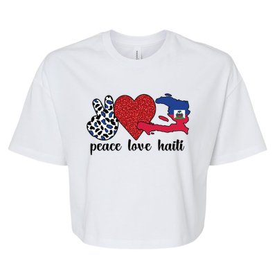 Love Haiti Proud Haitian Flag Haitian Roots Funny Gift Bella+Canvas Jersey Crop Tee