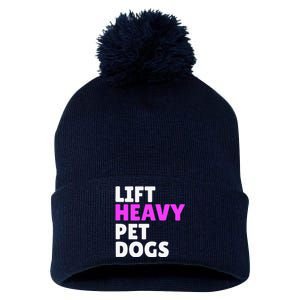 Lift Heavy Pet Dog Funny Gym Workout Gifts For Weight Lifter Pom Pom 12in Knit Beanie