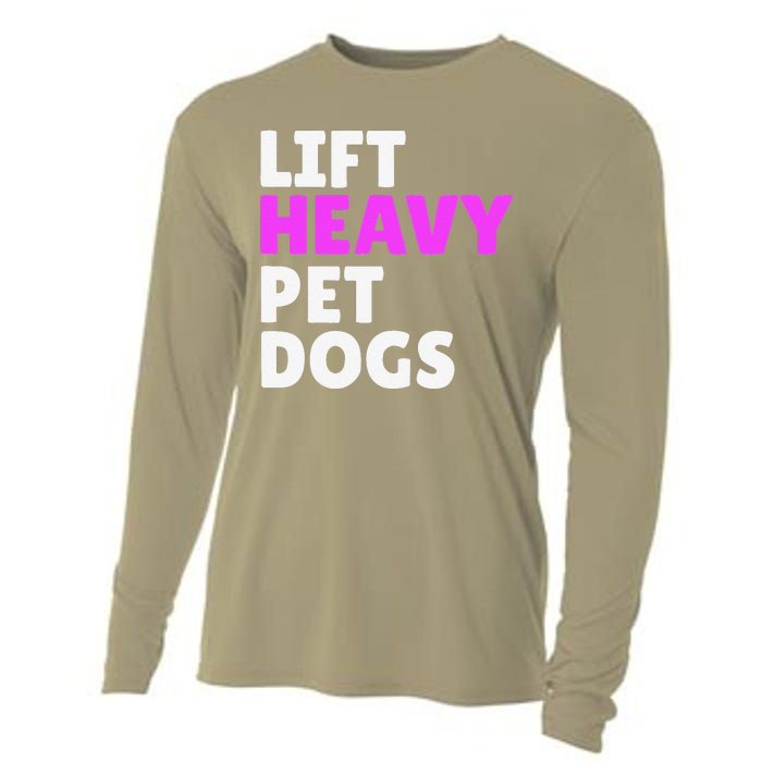 Lift Heavy Pet Dog Funny Gym Workout Gifts For Weight Lifter Cooling Performance Long Sleeve Crew