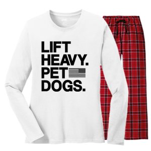 Lift Heavy Pet Dogs Gym For Weightlifters Women's Long Sleeve Flannel Pajama Set 