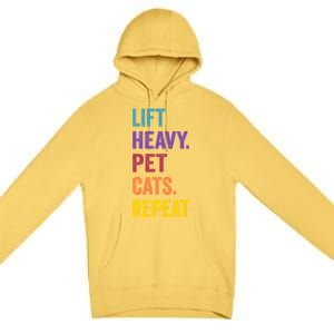 Lift Heavy Pet Cat Funny Gym Workout Weightlifter Deadlifter Gift Premium Pullover Hoodie