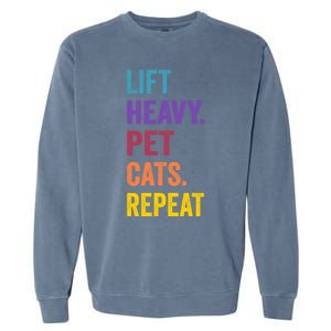 Lift Heavy Pet Cat Funny Gym Workout Weightlifter Deadlifter Gift Garment-Dyed Sweatshirt