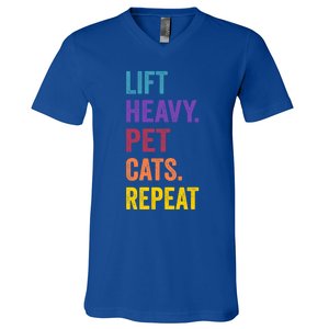 Lift Heavy Pet Cat Funny Gym Workout Weightlifter Deadlifter Gift V-Neck T-Shirt