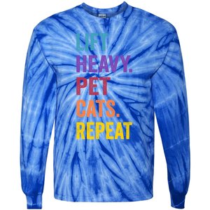 Lift Heavy Pet Cat Funny Gym Workout Weightlifter Deadlifter Gift Tie-Dye Long Sleeve Shirt