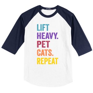 Lift Heavy Pet Cat Funny Gym Workout Weightlifter Deadlifter Gift Baseball Sleeve Shirt