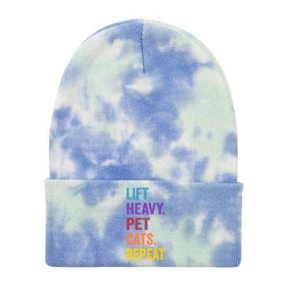 Lift Heavy Pet Cat Funny Gym Workout Weightlifter Deadlifter Gift Tie Dye 12in Knit Beanie