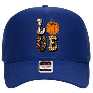 Love Halloween Pumpkin Cute High Crown Mesh Back Trucker Hat