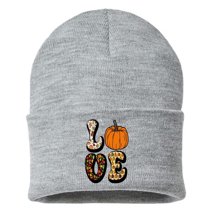 Love Halloween Pumpkin Cute Sustainable Knit Beanie