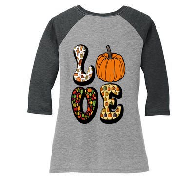 Love Halloween Pumpkin Cute Women's Tri-Blend 3/4-Sleeve Raglan Shirt