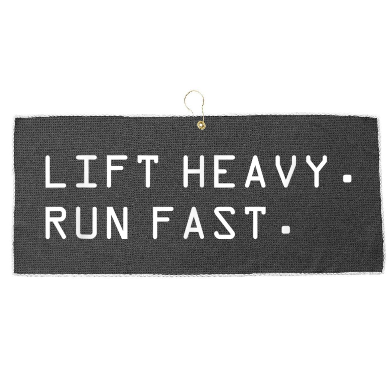 Lift Heavy Run Fast Large Microfiber Waffle Golf Towel