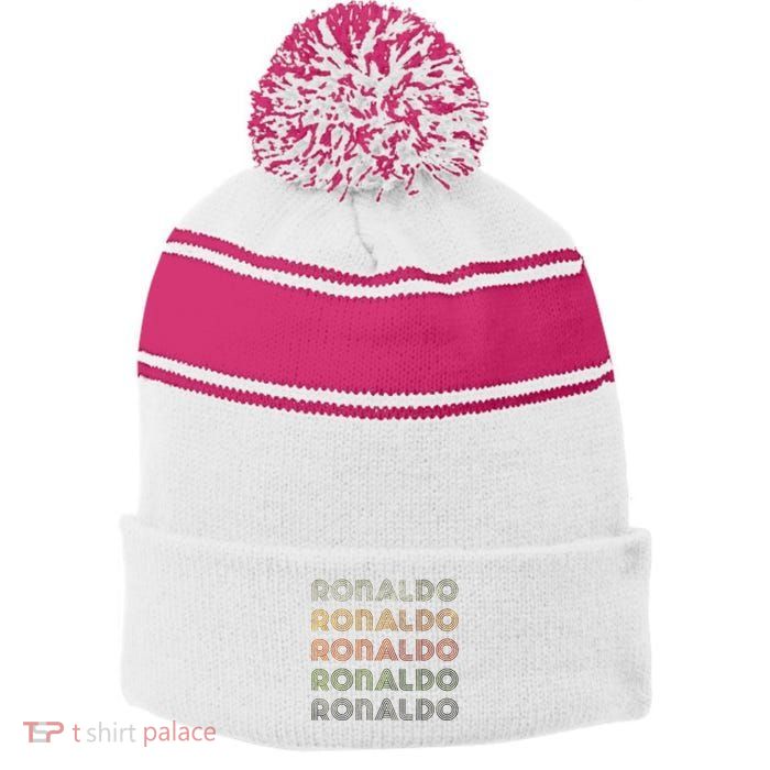 Love Heart R.O.N.A.L.D.O Grunge Style Black R.O.N.A.L.Do Stripe Pom Pom Beanie