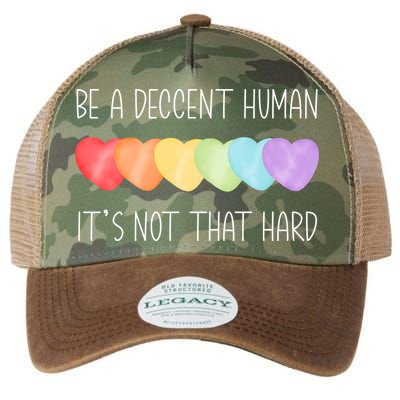 LGBT Heart Retro Be A Decent Human It's Not That Hard Legacy Tie Dye Trucker Hat
