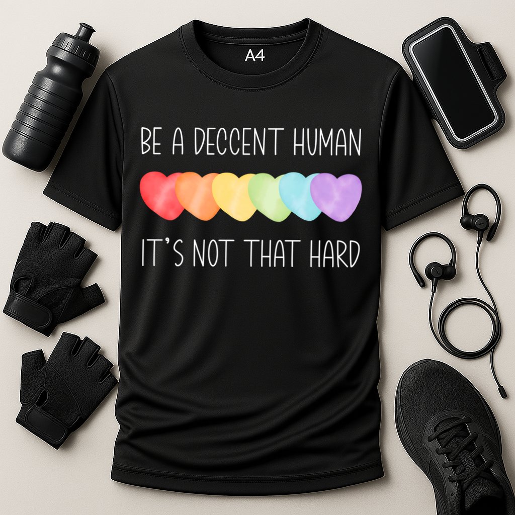 LGBT Heart Retro Be A Decent Human It's Not That Hard Performance Shirt
