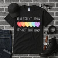LGBT Heart Retro Be A Decent Human It's Not That Hard Tall T-Shirt