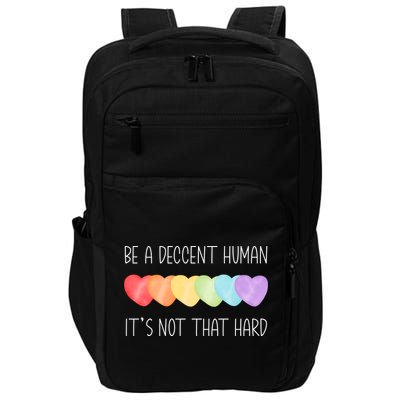 LGBT Heart Retro Be A Decent Human It's Not That Hard Impact Tech Backpack