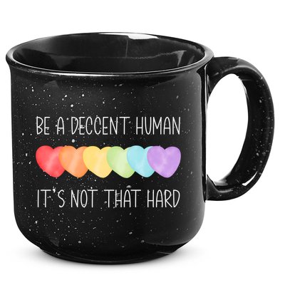 LGBT Heart Retro Be A Decent Human It's Not That Hard 15oz Campfire Ceramic Mug