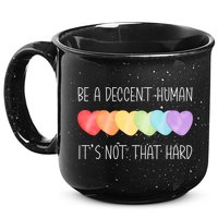 LGBT Heart Retro Be A Decent Human It's Not That Hard 15oz Campfire Ceramic Mug