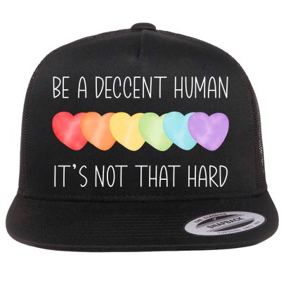 LGBT Heart Retro Be A Decent Human It's Not That Hard Flatbill Hat