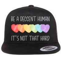 LGBT Heart Retro Be A Decent Human It's Not That Hard Flat Bill Trucker Hat
