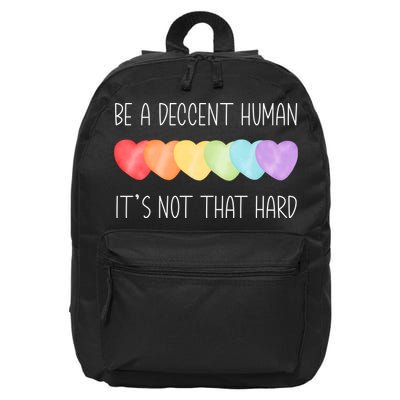 LGBT Heart Retro Be A Decent Human It's Not That Hard 16 in Basic Backpack