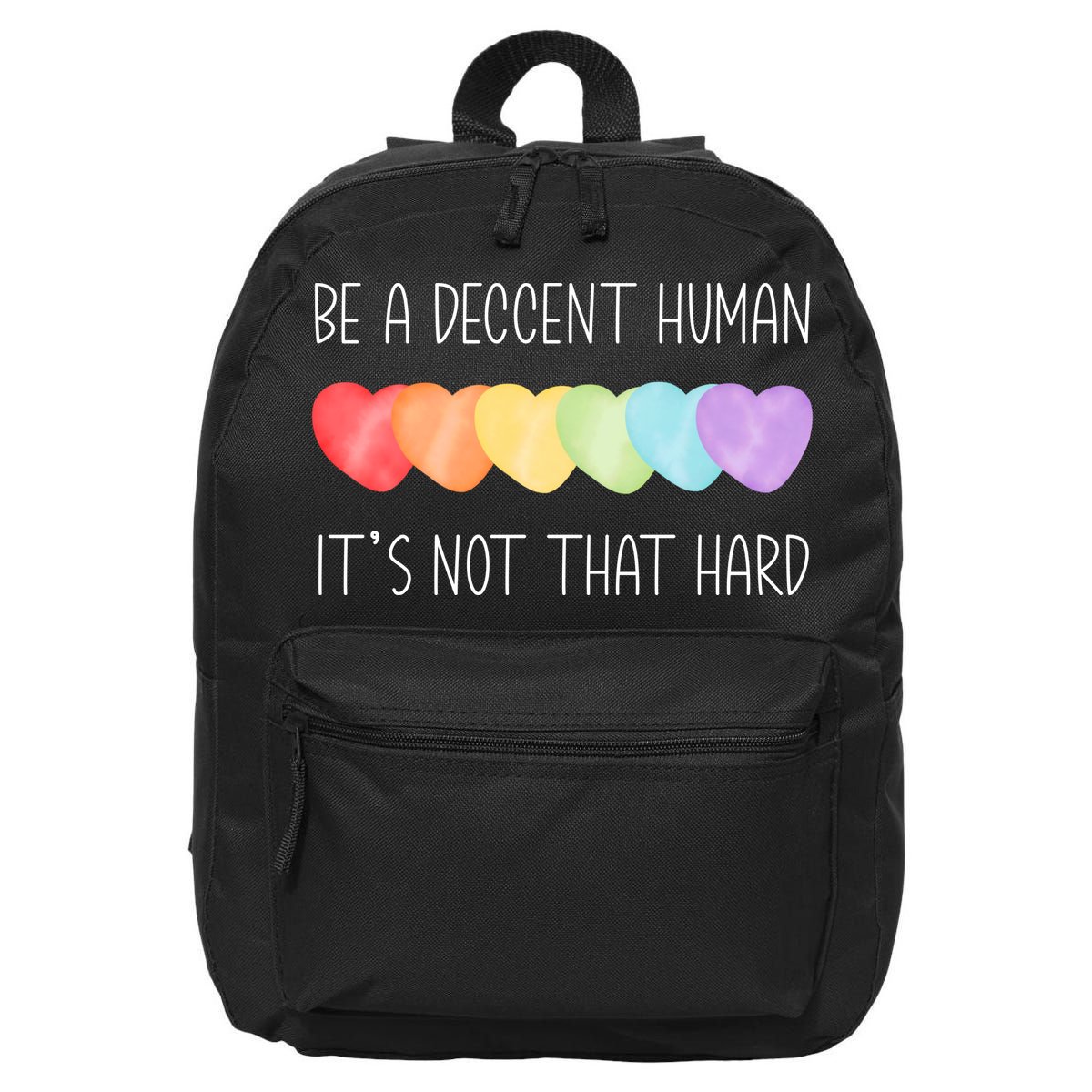 LGBT Heart Retro Be A Decent Human It's Not That Hard 16 in Basic Backpack