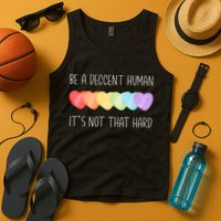 LGBT Heart Retro Be A Decent Human It's Not That Hard Tank Top