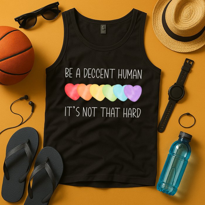 LGBT Heart Retro Be A Decent Human It's Not That Hard Tank Top