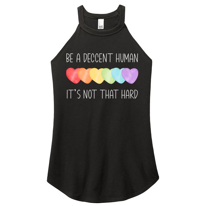 LGBT Heart Retro Be A Decent Human It's Not That Hard Women's Perfect Tri Rocker Tank