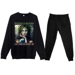 Love Honor Respect Your Mother Earth Gift Premium Crewneck Sweatsuit Set