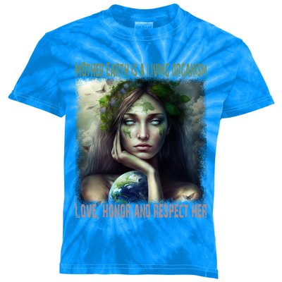 Love Honor Respect Your Mother Earth Gift Kids Tie-Dye T-Shirt