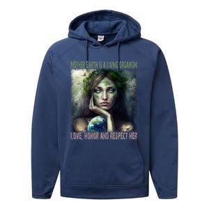 Love Honor Respect Your Mother Earth Gift Performance Fleece Hoodie