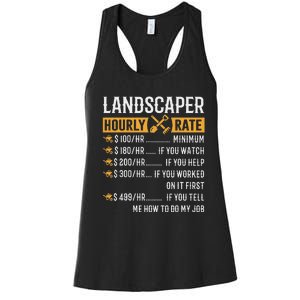 Landscaper Hourly Rate Funny Landscaper Women's Racerback Tank