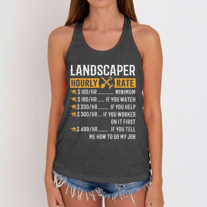 Landscaper Hourly Rate Funny Landscaper Women's Knotted Racerback Tank