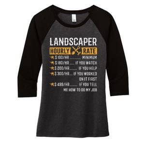 Landscaper Hourly Rate Funny Landscaper Women's Tri-Blend 3/4-Sleeve Raglan Shirt