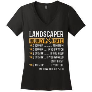 Landscaper Hourly Rate Funny Landscaper Women's V-Neck T-Shirt