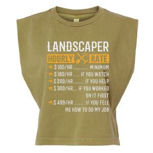 Landscaper Hourly Rate Funny Landscaper Garment-Dyed Women's Muscle Tee