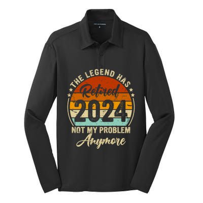 Legend Has Retired 2024 Not My Problem Anymore Silk Touch Performance Long Sleeve Polo